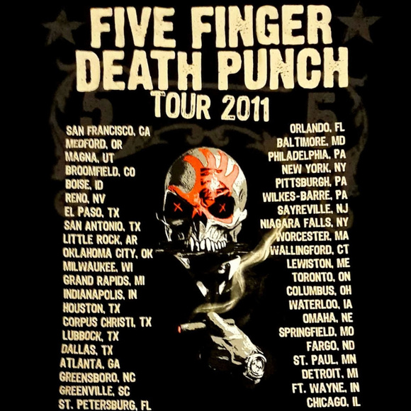Five Finger Death Punch 2011 Tour 5FDP metal rock Official T-Shirt M NWT - Picture 5 of 5